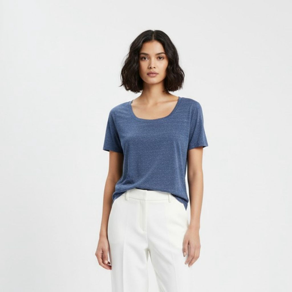 Pact Tops - Pact Women's Blue Short Sleeve Tee - Size XL